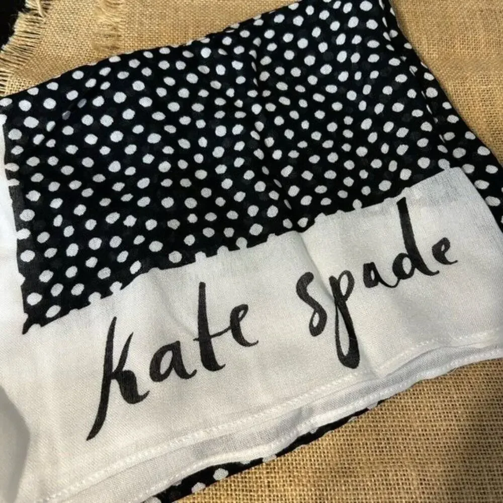 Kate Spade Black Spots Signature New York Scarf Oblong New
